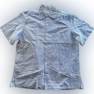 Brioni Striped Shirt Men Medium Short Sleeve Button Down Oversized Made In Italy